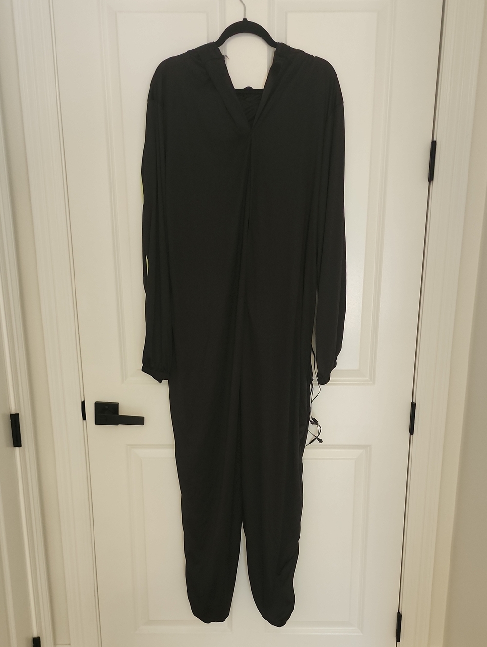 Men's Black Hooded One-Piece Lounge Jumpsuit